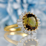 Ellibelle Jewellery Vintage Andalusite & Diamond 18ct Gold Cluster Ring