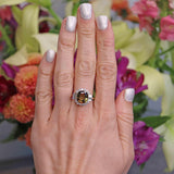 Ellibelle Jewellery Vintage Andalusite & Diamond 18ct Gold Cluster Ring