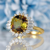 Ellibelle Jewellery Vintage Andalusite & Diamond 18ct Gold Cluster Ring