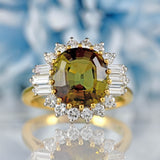 Ellibelle Jewellery Vintage Andalusite & Diamond 18ct Gold Cluster Ring