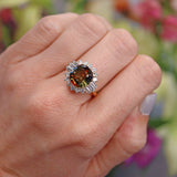 Ellibelle Jewellery Vintage Andalusite & Diamond 18ct Gold Cluster Ring