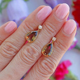 Ellibelle Jewellery Vintage Andalusite & Diamond 18ct Gold Pendant Drop Earrings