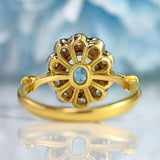 Ellibelle Jewellery Vintage Aquamarine & Diamond 18ct Gold Platinum Cluster Ring