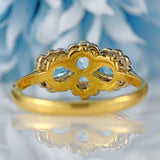 Ellibelle Jewellery Vintage Aquamarine & Diamond 18ct Gold Triple-Cluster Ring by Cropp and Farr