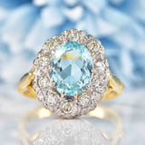 Ellibelle Jewellery Vintage Aquamarine & Diamond Cluster Engagement Ring