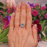 Ellibelle Jewellery Vintage Aquamarine & Diamond Oval Cluster Ring