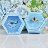 Ellibelle Jewellery Vintage Blue Sapphire & Diamond 18ct Gold Platinum Cluster Ring