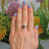 Ellibelle Jewellery Vintage Blue Sapphire & Diamond Gold Cluster Ring (0.82ct)