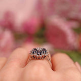 Ellibelle Jewellery Vintage Blue Sapphire & Diamond White Gold Cluster Ring