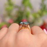 Ellibelle Jewellery Vintage Blue Zircon 18ct Gold Two-Stone Crossover Ring