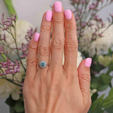 Ellibelle Jewellery Vintage Blue Zircon & Diamond 18ct Gold Platinum Cluster Ring