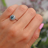 Ellibelle Jewellery Vintage Blue Zircon & Diamond 18ct Gold Platinum Cluster Ring