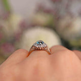 Ellibelle Jewellery Vintage Blue Zircon & Diamond 18ct Gold Platinum Cluster Ring