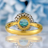 Ellibelle Jewellery Vintage Blue Zircon & Diamond 18ct Gold Platinum Cluster Ring
