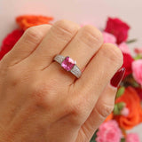 Ellibelle Jewellery Vintage Boodles Pink Sapphire & Diamond Platinum Engagement Ring