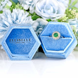 Ellibelle Jewellery Vintage Cabochon Emerald & Diamond Platinum Cluster Ring