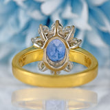 Ellibelle Jewellery Vintage Ceylon Sapphire & Diamond 18ct Gold Cluster Engagement Ring (1.85cts)