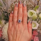 Ellibelle Jewellery Vintage Ceylon Sapphire & Diamond 18ct Gold Cluster Engagement Ring