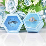 Ellibelle Jewellery Vintage Ceylon Sapphire & Diamond 18ct Gold Cluster Engagement Ring