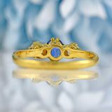 Ellibelle Jewellery Vintage Ceylon Sapphire & Diamond 18ct Gold Three-Stone Trilogy Engagement Ring