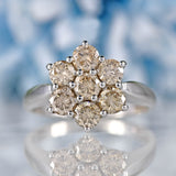 Ellibelle Jewellery Vintage Champagne Brown Diamond 18ct White Gold Daisy Cluster Ring