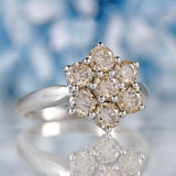 Ellibelle Jewellery Vintage Champagne Brown Diamond 18ct White Gold Daisy Cluster Ring