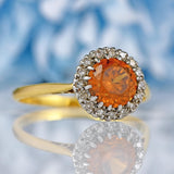 Ellibelle Jewellery Vintage Cognac Zircon & Diamond 18ct Gold Cluster Ring