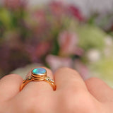 Ellibelle Jewellery Vintage Dark Opal & Diamond 18ct Gold Ring