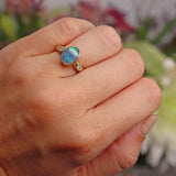 Ellibelle Jewellery Vintage Dark Opal & Diamond 18ct Gold Ring