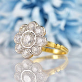 Ellibelle Jewellery Vintage Diamond 18ct Gold Daisy Cluster Engagement Ring (2.20ct)