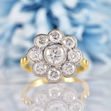 Ellibelle Jewellery Vintage Diamond 18ct Gold Daisy Cluster Engagement Ring (2.20ct)