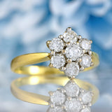 Ellibelle Jewellery Vintage Diamond 18ct Gold Daisy Cluster Ring (1.00ct)