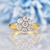 Ellibelle Jewellery Vintage Diamond 18ct Gold Daisy Cluster Ring (1.00ct)