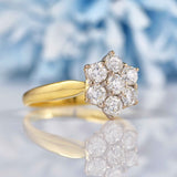 Ellibelle Jewellery Vintage Diamond 18ct Gold Daisy Cluster Ring (1.00ct)