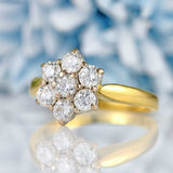 Ellibelle Jewellery Vintage Diamond 18ct Gold Daisy Cluster Ring (1.00ct)