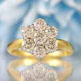 Ellibelle Jewellery Vintage Diamond 18ct Gold Daisy Cluster Ring (1.50cts)