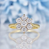 Ellibelle Jewellery Vintage Diamond 18ct Gold Daisy Cluster Ring (1ct)