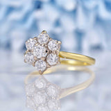 Ellibelle Jewellery Vintage Diamond 18ct Gold Daisy Cluster Ring (1ct)