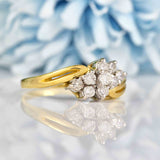 Ellibelle Jewellery Vintage Diamond 18ct Gold Nine-Stone Bypass Ring