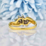 Ellibelle Jewellery Vintage Diamond 18ct Gold Nine-Stone Bypass Ring