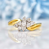 Ellibelle Jewellery Vintage Diamond 18ct Gold Nine-Stone Bypass Ring