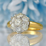 Ellibelle Jewellery Vintage Diamond 18ct Gold Seven-Stone Daisy Cluster Ring (1.45cts)