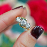 Ellibelle Jewellery Vintage Diamond 18ct Gold Three-Stone Crossover Engagement Ring (1.00ct)