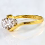Ellibelle Jewellery Vintage Diamond 18ct Gold Three-Stone Crossover Engagement Ring (1.00ct)