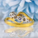 Ellibelle Jewellery Vintage Diamond 18ct Gold Three-Stone Crossover Engagement Ring (1.00ct)