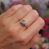 Ellibelle Jewellery Vintage Diamond 18ct Gold Three-Stone Crossover Engagement Ring (1.00ct)