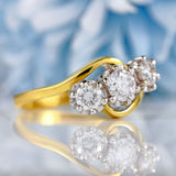 Ellibelle Jewellery Vintage Diamond 18ct Gold Three-Stone Crossover Engagement Ring (1.00ct)
