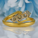 Ellibelle Jewellery Vintage Diamond 18ct Gold Three-Stone Crossover Engagement Ring (1.20cts)