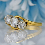 Ellibelle Jewellery Vintage Diamond 18ct Gold Three-Stone Crossover Engagement Ring (1.20cts)