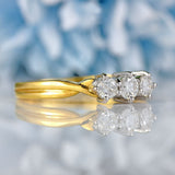 Ellibelle Jewellery Vintage Diamond 18ct Gold Three-Stone Engagement Ring (0.50cts)